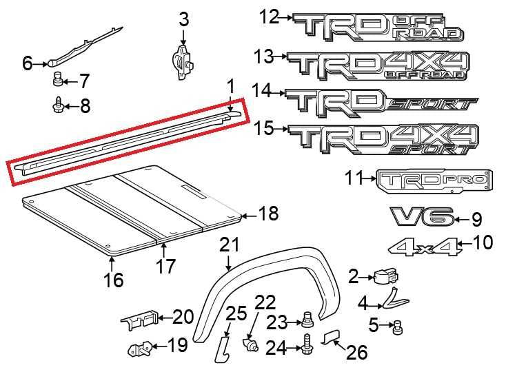 16-23 Toyota Tacoma SR5 Rear Right Truck Bed Upper Rail Molding 6624804050 *ReaD1