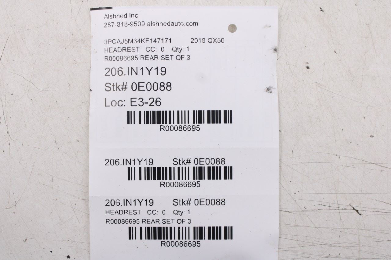 2019-25 Infiniti QX50 ESSENTIAL Rear RH LH Side and Center 2nd Row Seat Headrest - Alshned Auto Parts