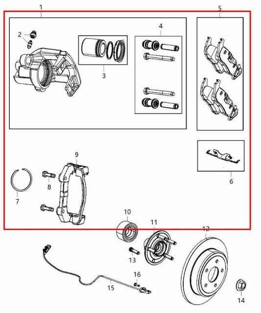 2011-20 Dodge Durango SXT 3.6L AWD Rear Passenger Right Side Brake Disc Caliper - Alshned Auto Parts