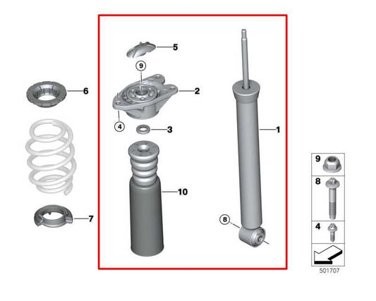 14-24 Mini Hardtop Cooper FWD Rear Suspension RH and LH Shock Strut Absorber Set - Alshned Auto Parts