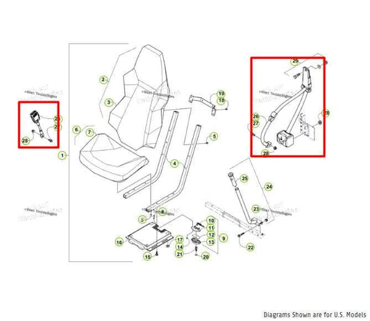14-20 Arctic Cat Wildcat Trail Front RH and LH Seat Belt Retractor w/ Buckle Set - Alshned Auto Parts