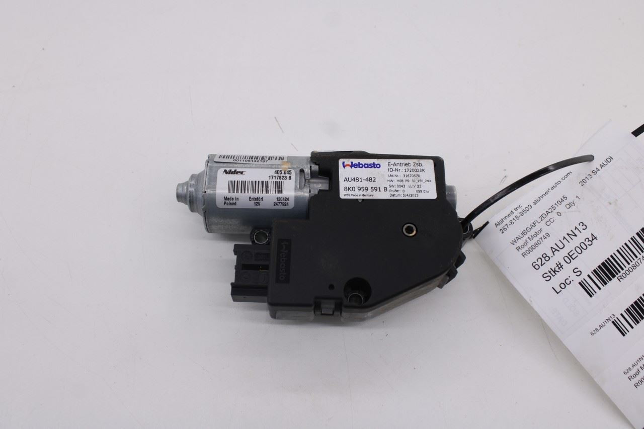 10-16 Audi S4 Premium Plus Roof Power Sliding Glass Sunroof Motor 8K0-959-591-B0