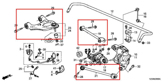 15-20 Acura TLX Tech 3.5L FWD Rear LH Side Upper and Lower Control Arm Set of 3 - Alshned Auto Parts