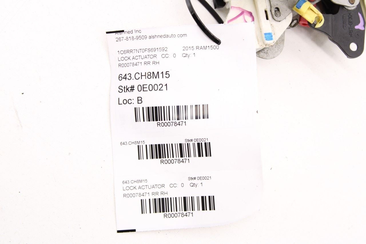 13-2018 RAM 1500 Laramie Rear Right Side Door Lock Latch Actuator 4589650AD OEM - Alshned Auto Parts