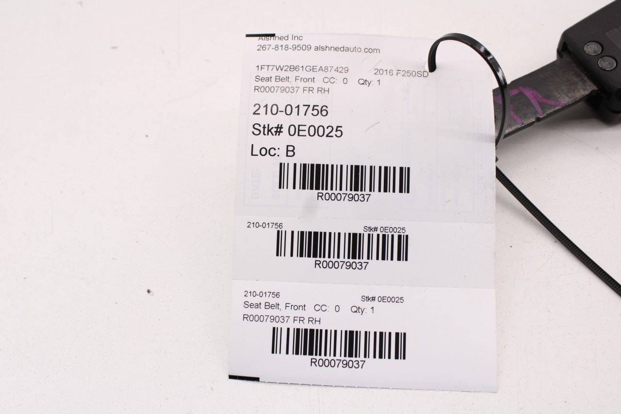 11-16 Ford F250 Lariat Crew Cab 6.2L Front Passenger Right Side Seat Belt Buckle - Alshned Auto Parts