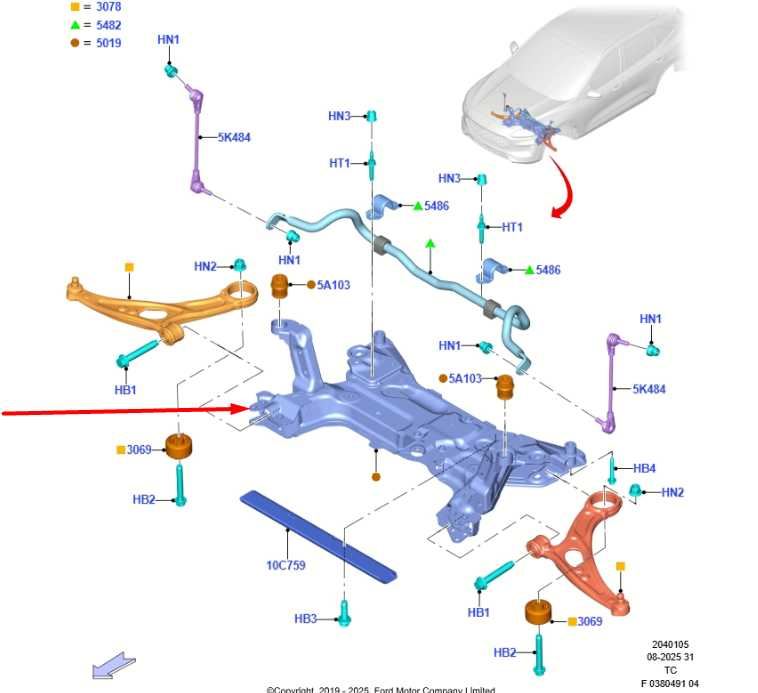 2020-26 Ford Escape ST FWD Front Suspension Crossmember Subframe LX6Z-5019-P OEM - Alshned Auto Parts