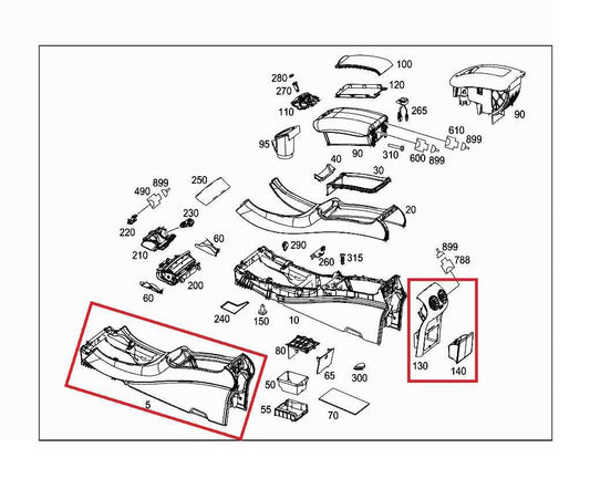 2006-2009 Mercedes-Benz CLK350 Center Console Panel Lower Section 20968050508J41 - Alshned Auto Parts