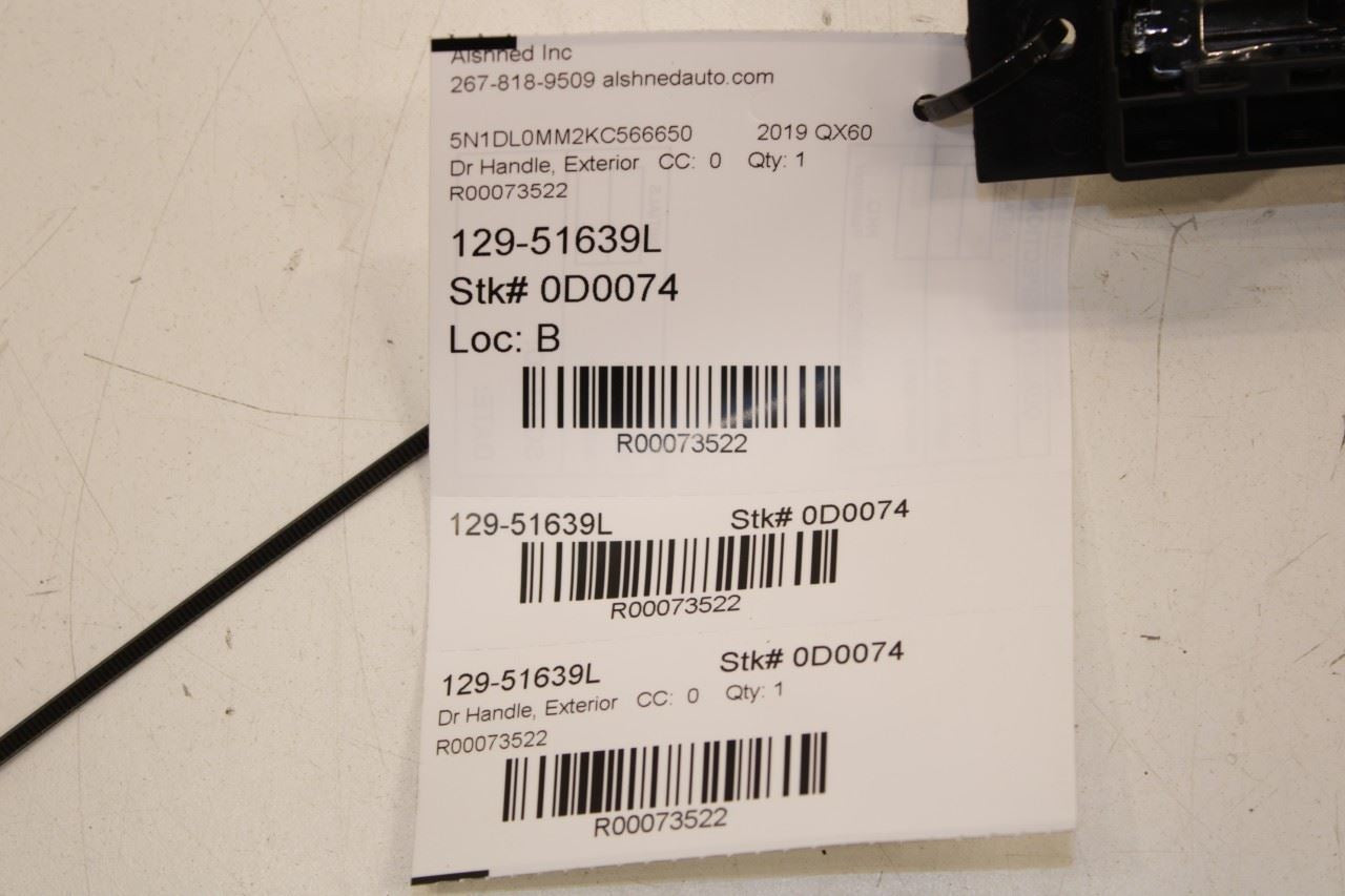 14-20 Infiniti QX60 Pure Rear Left Driver Side Exterior Door Handle 82640-1BA0A - Alshned Auto Parts