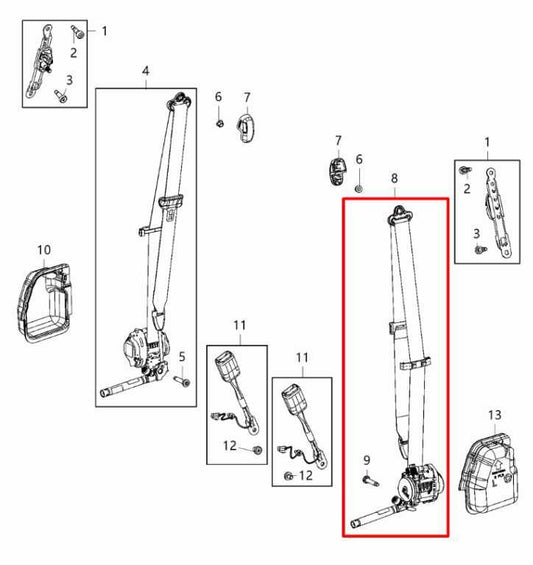 17-21 Chrysler Pacifica Limited 3.6L Front Driver Left Side Seat Belt Retractor - Alshned Auto Parts