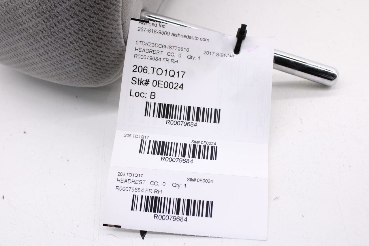 2015-20 Toyota Sienna LE 3.5L FWD Front Passenger Right Side Seat Headrest Cloth - Alshned Auto Parts