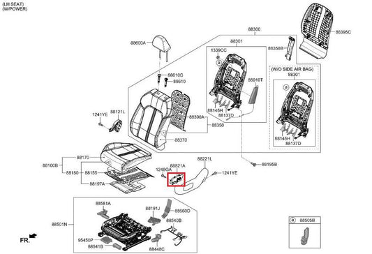 21-24 Kia K5 GT-Line Front Left Side Power Seat Adjustment Switch 88070-L1410WK - Alshned Auto Parts