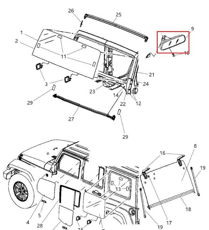 13-17 Jeep Wrangler Unlimited Sport Interior Inside Rear View Mirror 68158203AB - Alshned Auto Parts
