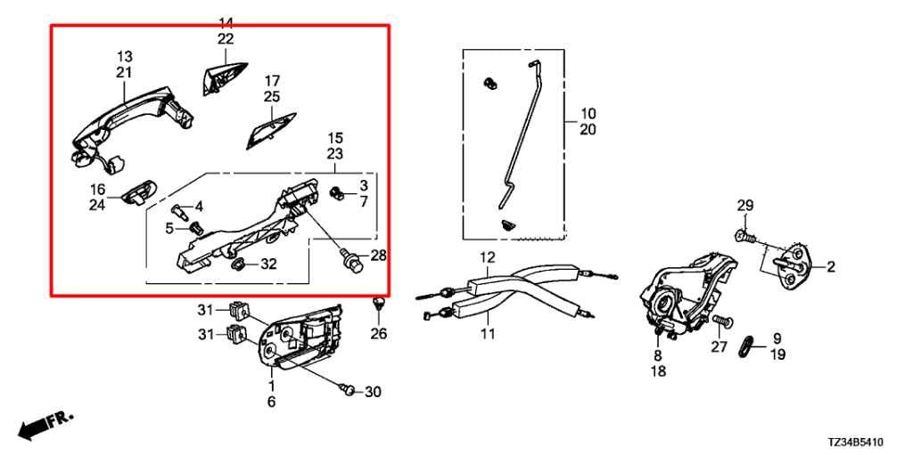 15-17 Acura TLX Tech Rear Driver Left Side Door Exterior Handle 72681-TZ3-A71ZA1