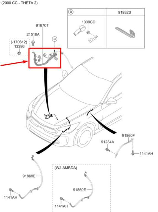 2018-2023 Kia Stinger GT2 AWD Alternator Battery Wire Harness 91870-J5011 OEM - Alshned Auto Parts