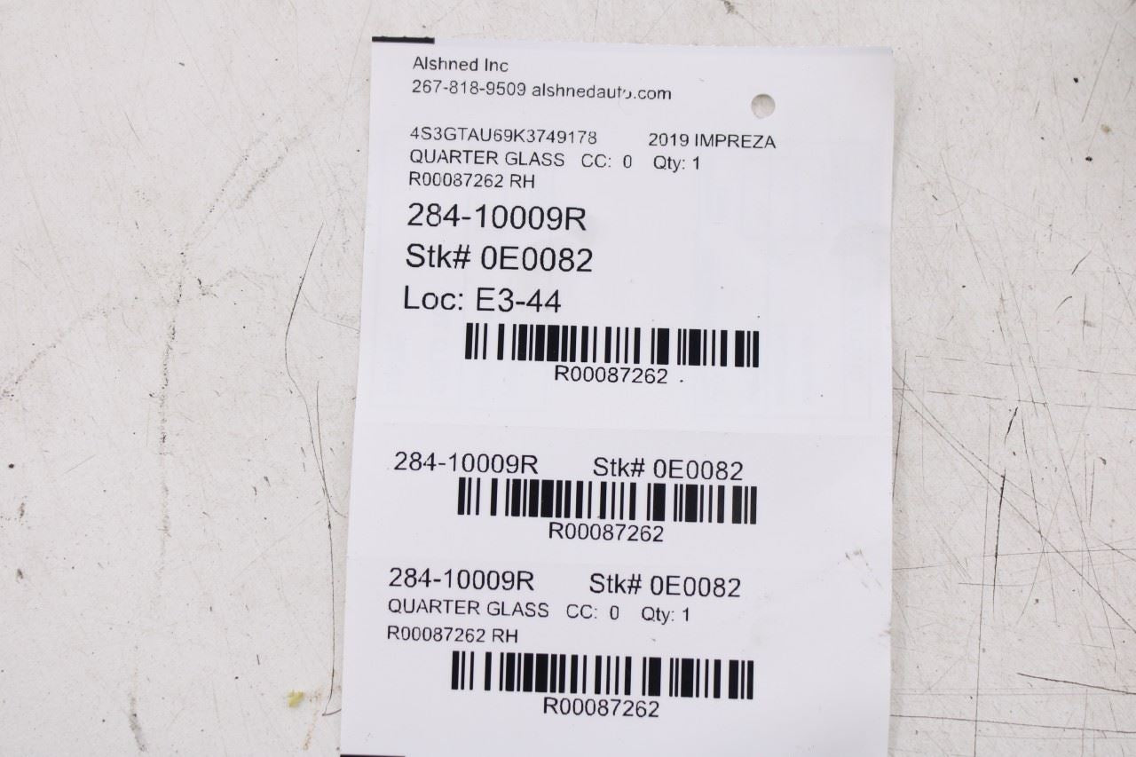 17-23 Subaru Impreza 2.0I Limited Rear Right Passenger Side Quarter Window Glass - Alshned Auto Parts