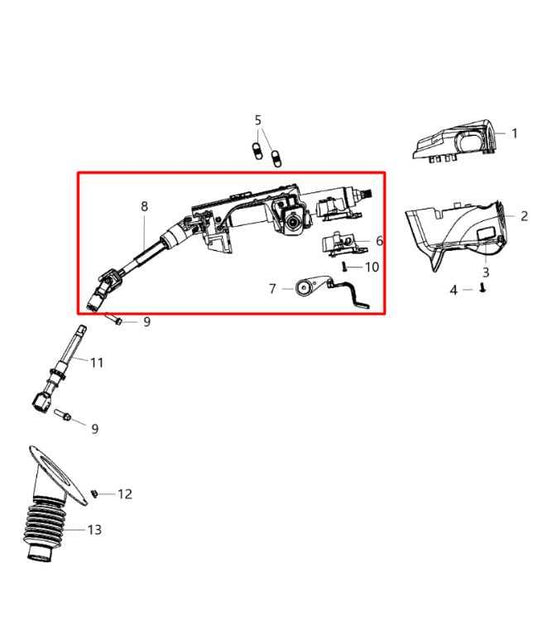 2011-2020 Dodge Grand Caravan GT 3.6L FWD Steering Column Assembly 5057642AH OEM - Alshned Auto Parts