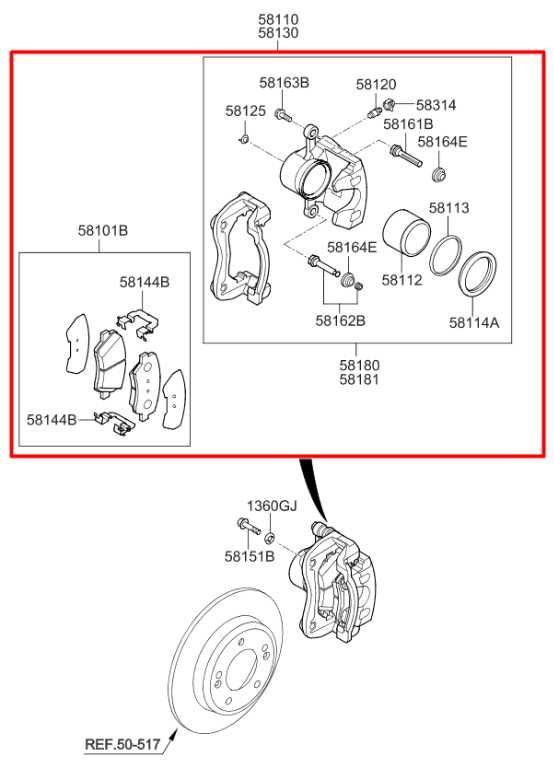 14-19 Kia Soul 2.0L Front Passenger Right Side Brake Disc Caliper 58130B2000 OEM - Alshned Auto Parts