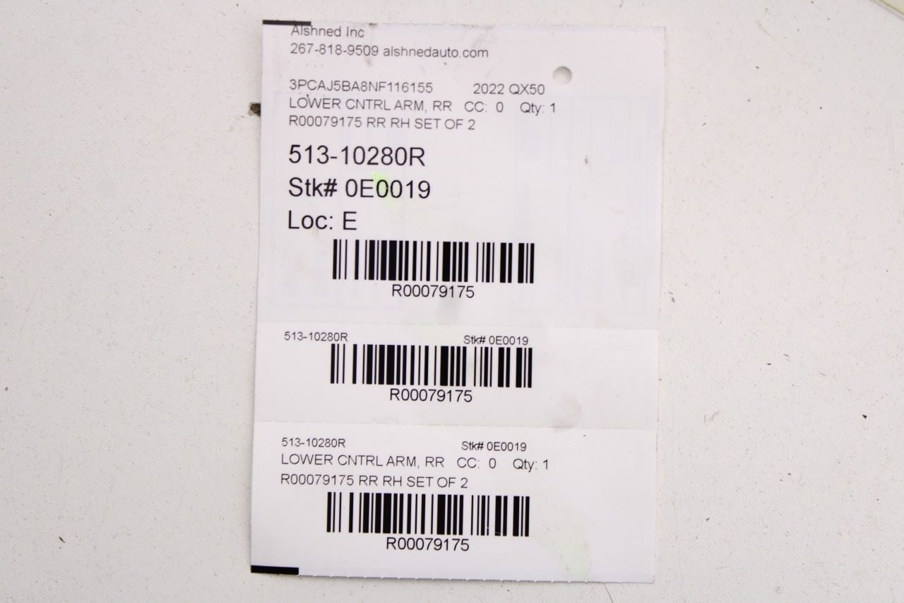 2019-2025 Infiniti QX50 Luxe FWD Rear Right Side Lower and Upper Control Arm Set - Alshned Auto Parts