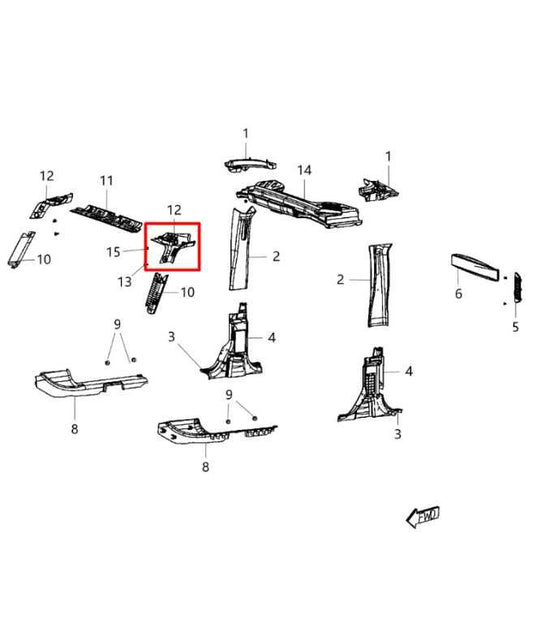 11-18 Jeep Wrangler Sport 2dr Front Left Side A-Pillar Upper Trim Molding Panel - Alshned Auto Parts