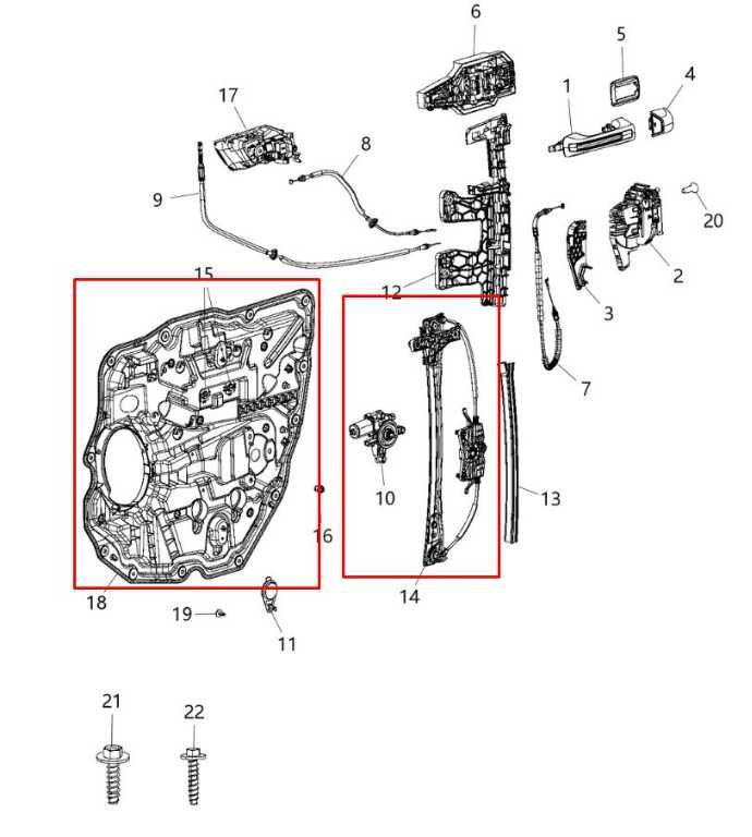 19-25 RAM 1500 Crew Cab Rear Left Side Door Window Regulator w Carrier and Motor1