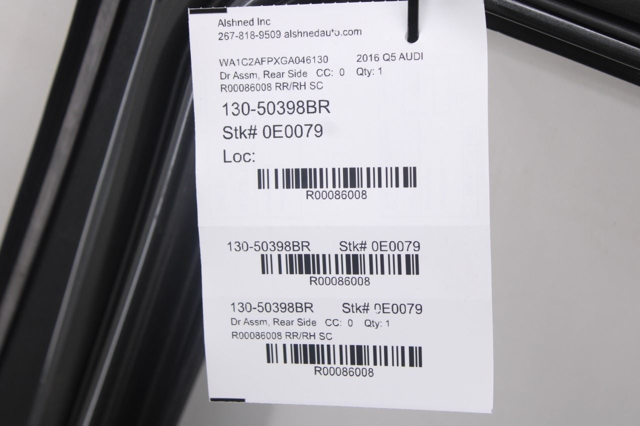 09-17 Audi Q5 Premium Rear Right Passenger Side Door Shell Panel 8R0833052B OEM20