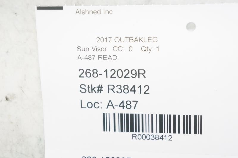 2015-2022 Subaru Outback Front Right Sun Visor 92011AL14BME OEM *ReaD* - Alshned Auto Parts