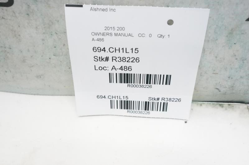 2015 Chrysler 200 User Guide set with Case 15UF-926-AA OEM - Alshned Auto Parts