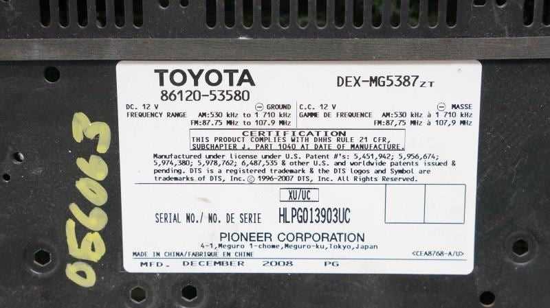 09 Lexus IS350 6Disc AM/FM SAT Radio OEM 86120-53580 ID P1823 - Alshned Auto Parts