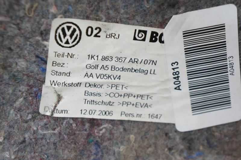 2007 Volkswagen Golf GTI Interior Floor Carpet 1K1863367 OEM - Alshned Auto Parts