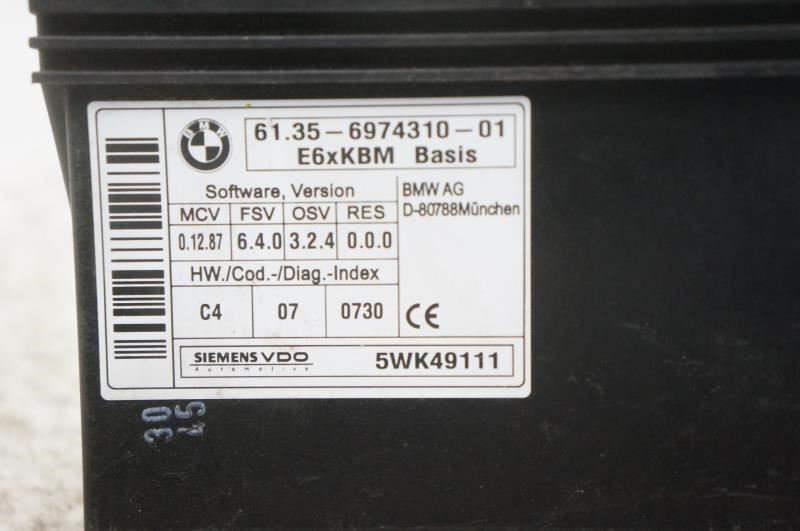 2006 BMW 530i Chassis ECM BCM Main Body Control Module 61.35-6974310-01 OEM - Alshned Auto Parts