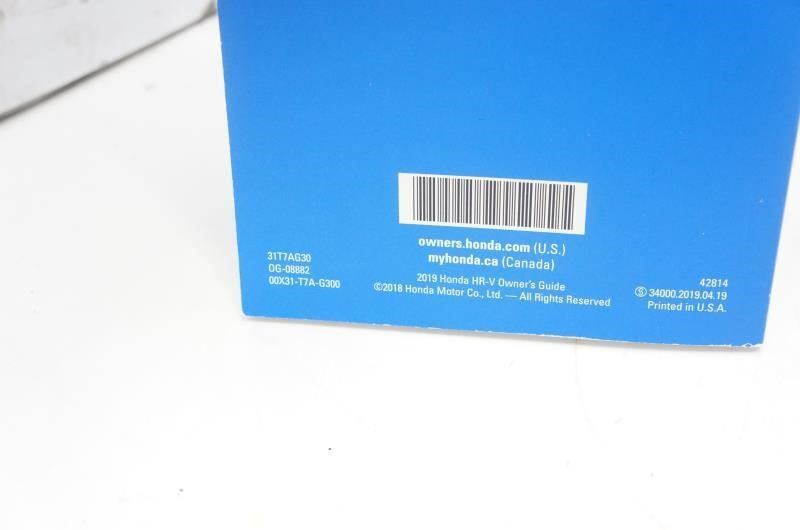 2019 Honda HR-V Owner's Guide Book Case 00X3-T7A-G300 OEM - Alshned Auto Parts