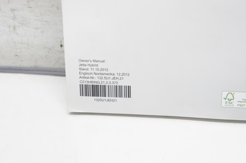 2013 Volkswagen Jetta Hybrid Owner's Manual Book Case 1325U1JEH21 OEM - Alshned Auto Parts