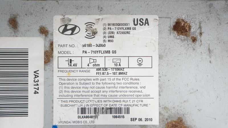 11-12 Hyundai Sonata AM/FM CD MP3 Radio OEM 96180-3Q000 Model PA-710YFLXMB - Alshned Auto Parts