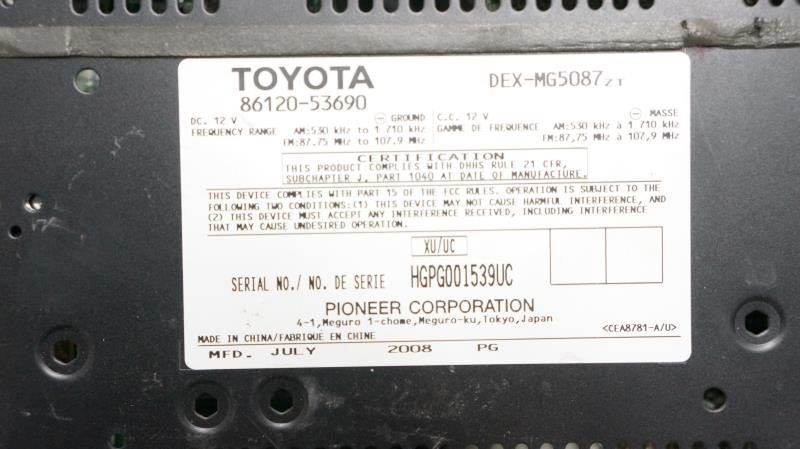 09-10 Lexus IS250 AM/FM 6Disc SAT Radio OEM 86120-53690 ID P1821 - Alshned Auto Parts