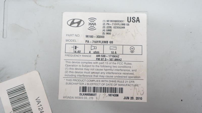 11-12 Hyundai Sonata CD SAT Radio OEM 96180-3Q000 Model PA-710YFLXMB *ReaD* - Alshned Auto Parts