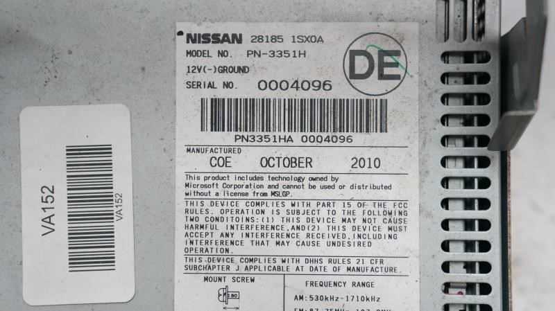 11-14 Nissan Murano 6 Disc CD AM/FM Radio Receiver OEM 28185-1SX0A - Alshned Auto Parts