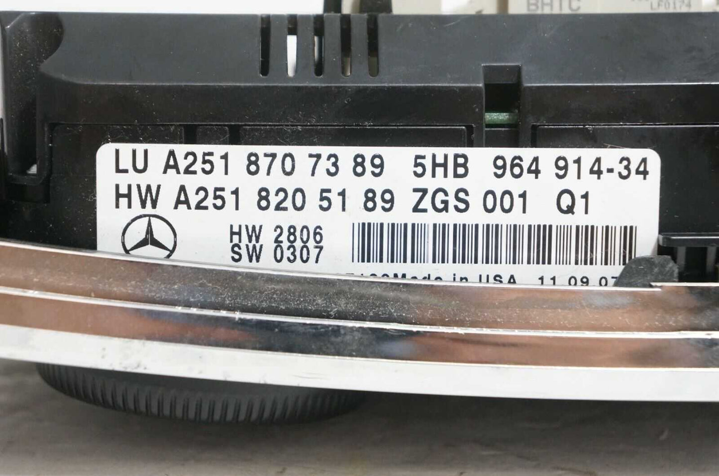 06-08 MERCEDES ML550 AC HEATER Temperature CLIMATE CONTROL A 251 870 73 89 OEM - Alshned Auto Parts