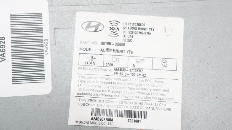 12-15 Hyundai Sonata AM/FM CD MP3 Radio OEM 96180-3Q600 - Alshned Auto Parts