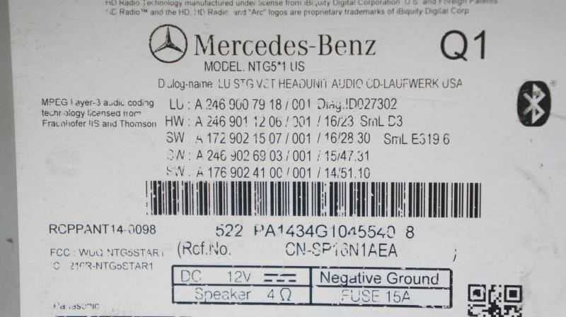 2017 Mercedes-Benz GLA250 AM FM CD MP3 Radio Receiver A2469007918 OEM - Alshned Auto Parts