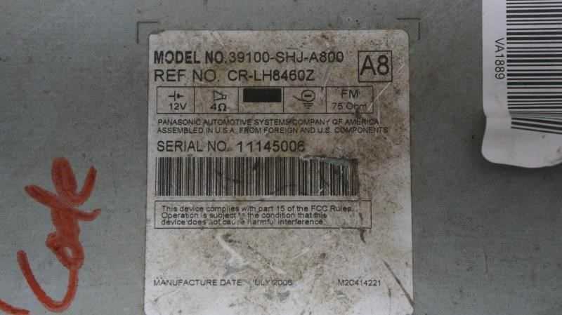 05-07 Honda Odyssey AM/FM CD Anti-Theft Radio OEM 39100-SHJ-A800 ID 1AU0 - Alshned Auto Parts