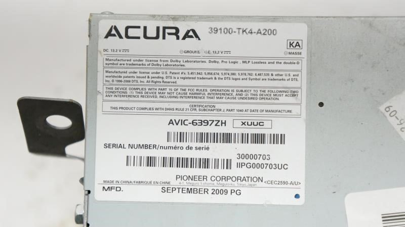 10-11 Acura TL CD Navigation AC Heat Control Radio OEM 39100-TK4-A200 ID 3PB0 - Alshned Auto Parts