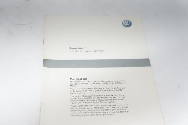 2012 Volkswagen CC Owner's Manual Book Set with Case - Alshned Auto Parts