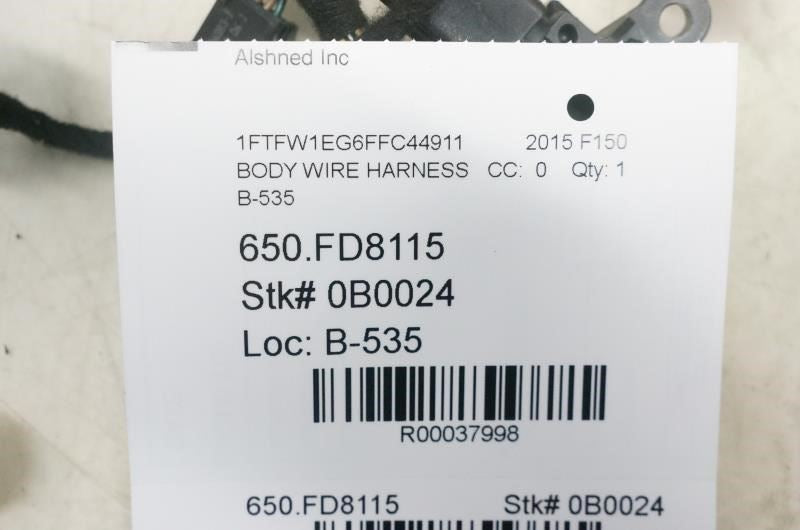 2015-2016 Ford F150 Front Right Passenger Door Wire Harness FL3T-14630-GJ OEM