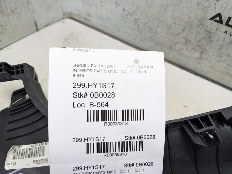 2017-2020 Hyundai Elantra Front RH Cowl Kick Panel Trim 85824-F3000 OEM *ReaD* - Alshned Auto Parts