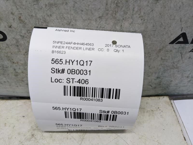 2015-17 Hyundai Sonata Rear Left Wheelhouse Liner Splash Shield 86821-C2000 OEM - Alshned Auto Parts