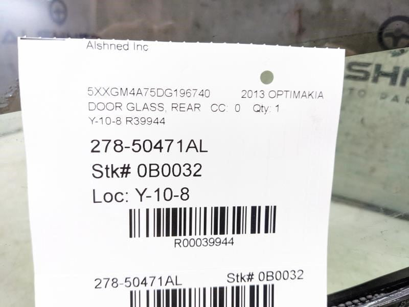 2011-2016 Kia Optima Rear Left Side Door Window Glass 83411-2T010 OEM