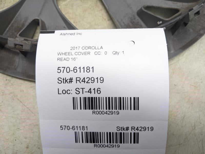2017-2019 Toyota Corolla 16" Wheel Cover Hubcap 42602-02520 OEM *ReaD*