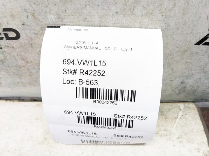 2015 Volkswagen Jetta U.S. Edition Owners Manual Set with Case 1525U1JT623 OEM - Alshned Auto Parts