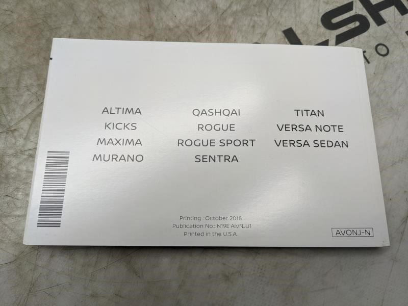 2019 Nissan Altima Sedan Owners Manual set with Case OM19EA-0L34U1 OEM - Alshned Auto Parts