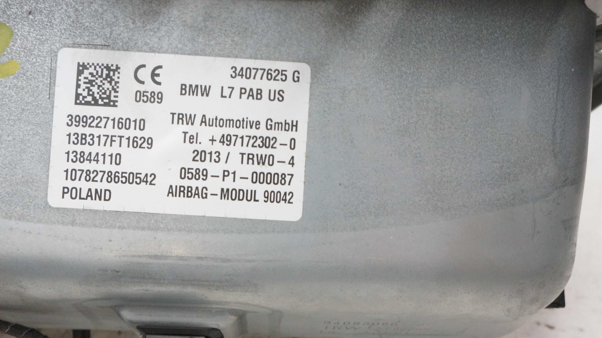 2012-2018 BMW 320i Passenger Right Dash Airbag 39922716010 OEM Alshned Auto Parts